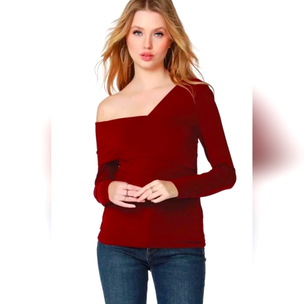 NWT BOBI Asymmetrical Wrap Top One Shoulder Long Sleeve Pinot S Revole